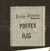 FRENCH INDIAN SETTLEMENTS 1903 Fiscal stamp bisected horizontally and the upper half surcharged " Ind Fcaise Postes 0,05 ". - 74