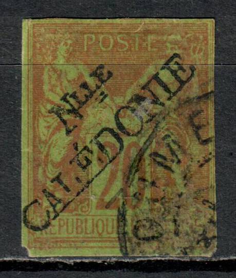 NEW CALEDONIA 1892 Definitive Surcharge Handstamped at Noumea 20c Red on green. Imperf. Two good margins. Two cut tight. - 74507