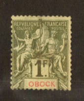 OBOCK 1892 Definitive Tablet 1fr Olive-Green on cream. An adhesion on the reverse. - 74567 - Mint