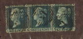 GREAT BRITAIN 1856 2d Blue. Watermark Large Crown. Plate 6. Perf 14. Strip of three but two damaged. Letters AA AB AC. - 74584 -