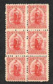 NEW ZEALAND 1901 1d Universal. Block of 6. Unhinged but the gum is disturbed. - 74602 - UHM