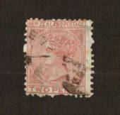 NEW ZEALAND 1874 Victoria 1st First Sideface 2d Rose. Perf "near 12". Line perf. - 74665 - Used