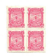 NEW ZEALAND 1937 Life Insurance 6d Pink in block of 4. One stamp hinged. Two unhinged. The fourth (not valued) is toned. - 74700