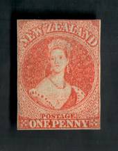 NEW ZEALAND 1855 Imperf Full Face Queen 1d Orange. Identified by vendor as CP 11d (2) (cv$2000.00). Four margins but cut very cl