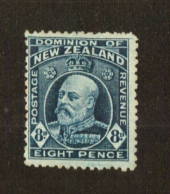NEW ZEALAND 1916 Edward 7th Definitive 8d Indigo-Blue. Provisional issue on pictorial paper. Perf 14 line.  Watermark 7a. - 7478