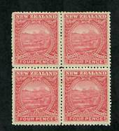 NEW ZEALAND 1898 Pictorial 4d Rose. Block of 4. Two never hinged. - 74849 - UHM