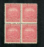 NEW ZEALAND 1898 Pictorial 4d Rose. Block of 4. Never hinged. - 74854 - UHM
