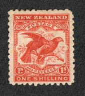 NEW ZEALAND 1898 Pictorial 1/- Dull Orange-Red. First Local Issue on Unwatermarked Paper. Perf 11. CP E18b(4). Hinge remains. -