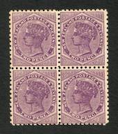 NEW ZEALAND 1882  Victoria 1st Second Sideface 2d Purple. Provisional issue on thick Pirie paper. Block of 4. Three never hinged