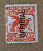 NEW ZEALAND 1898 Pictorial Official 1/- Red. Third Local Print. Perf 14. Watermark. One blunt corner. - 74944 - UHM