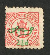 NEW ZEALAND Unlisted Cinderella. J Albert & Son Royalty Stamp from a record label. Overprinted 2.1/4d  with printed signature. -