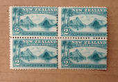 NEW ZEALAND 1898 Pictorial 2/- Milford Sound. First Local Issue on Unwatermarked Paper. Perf 11. Block of 4. - 75015 - Mint