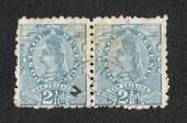 NEW ZEALAND 1882 Victoria 1st Second Sideface 2½d Blue. Pair with adverts in purple-red. - 75066 - VFU