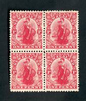 NEW ZEALAND 1909 1d Dominion. Block of 4. - 75111 - UHM