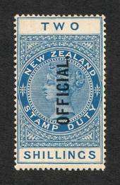 NEW ZEALAND 1882 Long Type Postal Fiscal Official 2/- Blue. - 75131 - Mint