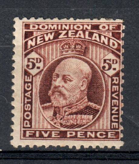 NEW ZEALAND 1909 Edward 7th 5d Brown. Comb perf 14 x 14½. Hinge remains (not too heavy). - 75234 - Mint