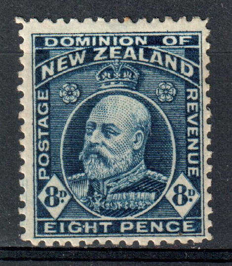 NEW ZEALAND 1909 Edward 7th Definitive 8d Blue. Comb perf 14 x 14½. Light hinge remains. - 75235 - Mint