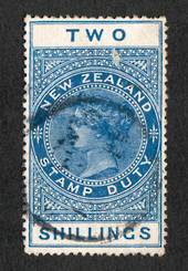 NEW ZEALAND 1882 Long Type Postal Fiscal 2/- Blue Postally Used. De La Rue paper issued in 1913. - 75253 - Used