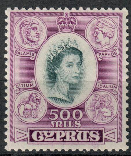 CYPRUS 1955 Elizabeth 2nd Definitive 500 mils Slate and Purple. - 7527 - LHM