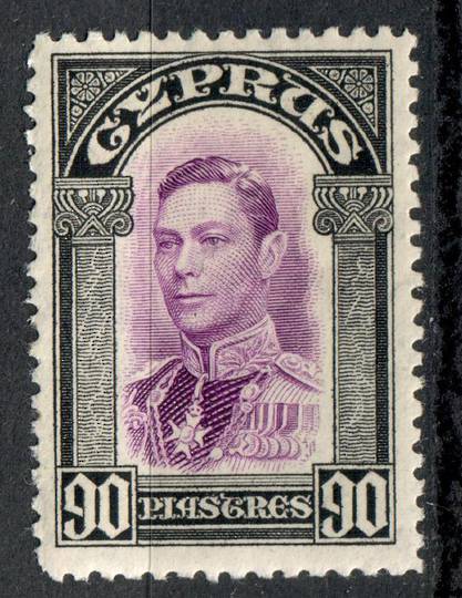 CYPRUS 1938 Geo 6th Definitive 90 pi Mauve and Black. Very lightly hinged. - 7529 - LHM