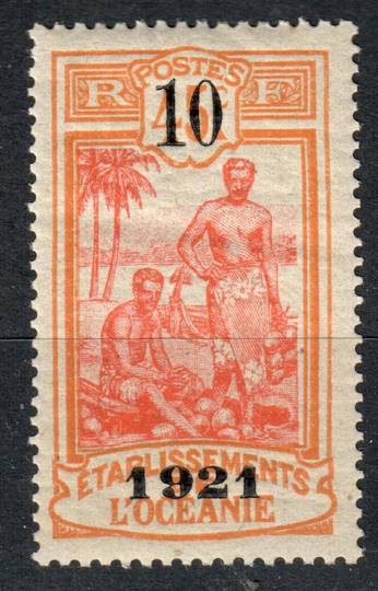 FRENCH OCEANIC SETTLEMENTS 1921 Surcharge 10 on 45c Red and Orange. Gum disturbance. - 75312 - UHM