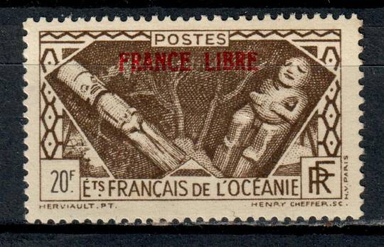 FRENCH OCEANIC SETTLEMENTS 1941 Adherence to General de Gaulle Overprint 20fr Olive-Brown. - 75326 - LHM
