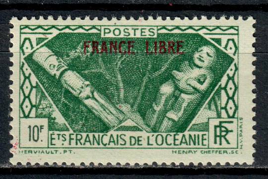 FRENCH OCEANIC SETTLEMENTS 1941 Adherence to General de Gaulle Overprint 10fr Blue-Green. - 75327 - UHM