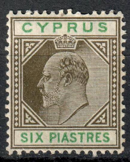CYPRUS 1904 Edward 7th Definitive 6pi Sepia and Green. Watermark crown CA. - 7535 - LHM