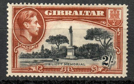 GIBRALTAR 1938 Geo 6th Definitive 2/- Black and Brown.  Perf 14. - 7539 - LHM
