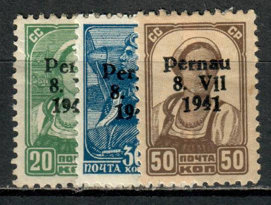 GERMAN OCCUPATION of ESTONIA Pernau 1941 overprints on Russian Definitives. Set of 3. Not listed by SG. - 75409 - LHM