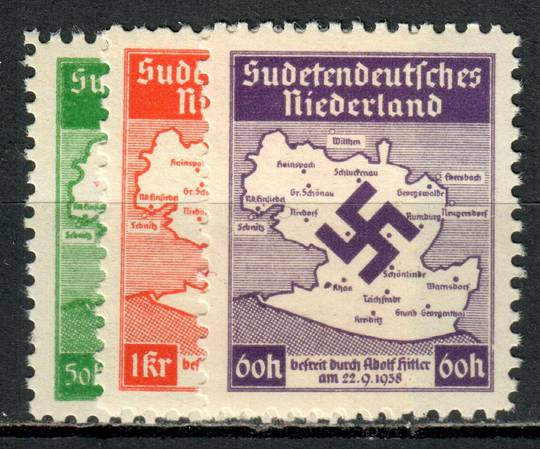 GERMAN OCCUPATION of SUDETENLAND Niederland 1938 Local Issue. Set of 3. Very scarce. - 75433 - UHM