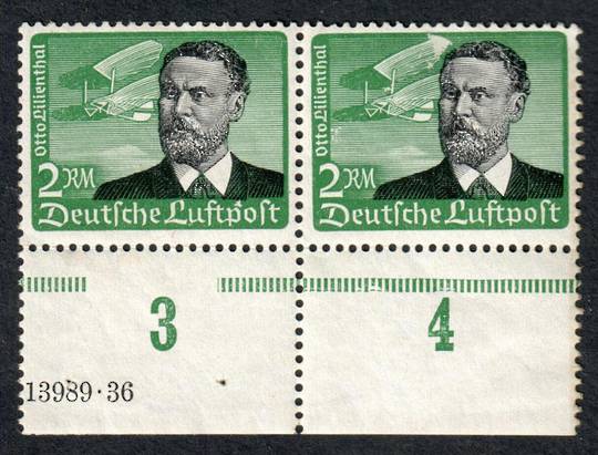 GERMANY 1934 Air 2m Black and Green. Marginal pair. - 75435 - UHM