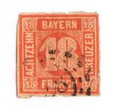 BAVARIA 1862 Definitive 18 kr Bright Red. Almost four margins. Imperfections on the reverse do not detract. Very presentable. -