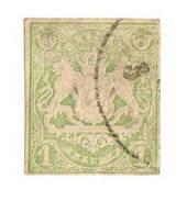 BAVARIA 1875 Definitive 1 kr Pale Green. Watermark 7 sideways. Imperf. Unlisted. - 75511 - Used