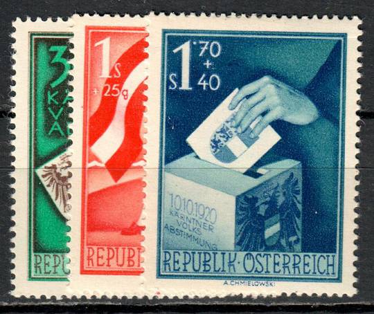 AUSTRIA 1950 30th Anniversary of the Carinthian Plebescite. Set of 3. - 75530 - Mint