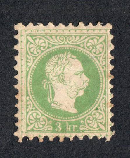 AUSTRIA_HUNGARY 1867 Definitive 3k Green. Fine copy except for light toning on some perfs. - 75559 - Mint