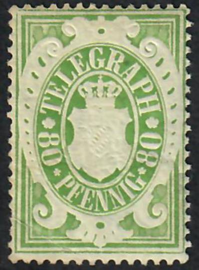 BAVARIA Telegraph Stamp 80pf Green. Superb condition. Never hinged. - 75688 - UHM
