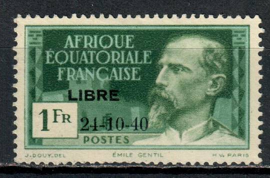 FRENCH EQUATORIAL AFRICA 1942 The Arrival of General de Gaulle at Brazzaville 1fr Blue-Green and Blue. - 75875 - Mint