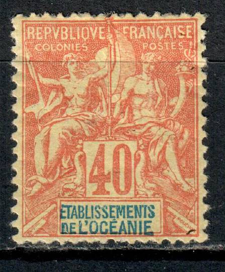 FRENCH OCEANIC SETTLEMENTS 1892 Definitive "Tablet" type 40c Red on yellow. Hinge remains. Minor perf faults. - 75876 - Mint