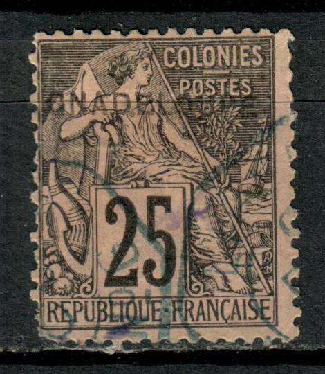 GUADELOUPE 1891 Definitive Surcharge on Type J of French Colonies (General Issues) 25c Black on rose. Error GNADELOUPE. - 75886