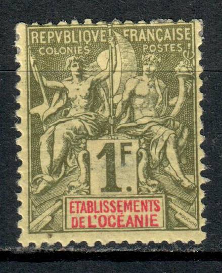 FRENCH OCEANIC SETTLEMENTS 1892 Definitive "Tablet" type 1fr Olive-Green on cream paper. A small adhesion. - 75908 - Mint