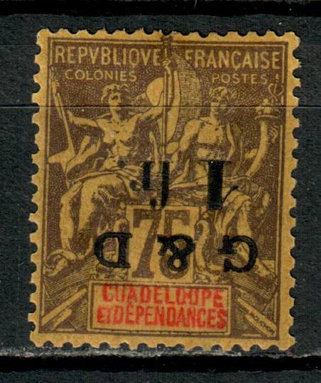 GUADELOUPE 1903 Definitive Surcharge 1fr on 75c Brown on yellow. The surcharge is inverted. I think it is 23/15 (SG 57g) not 27/