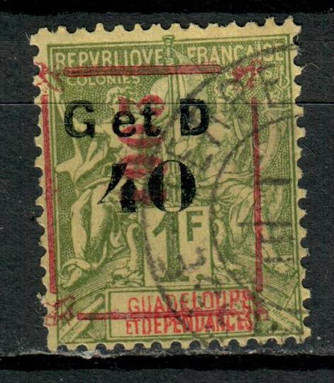 GUADELOUPE 1904 Definitive Surcharge 40c on 1fr Olive-Green on (paper coloured) toned further overprinted 1903 in red. The overp