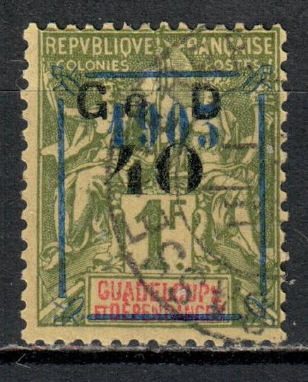 GUADELOUPE 1904 Definitive Surcharge 40c on 1fr Olive-Green on (paper coloured) toned further overprinted 1903 in blue. - 75956