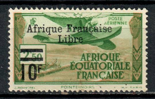 FRENCH EQUATORIAL AFRICA 1940 Adherence to General de Gaulle Airmail 10fr on 2fr50 Green and Flesh. - 75989 - LHM