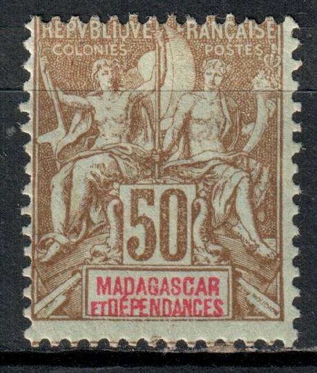 MADAGASCAR 1900 Definitive 50c Brown on azure. - 75993 - LHM