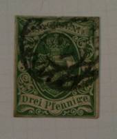 SAXONY 1851 Definitive 3pf Green. White paper. Four margins. Postmark a little heavy. - 76009 - Used