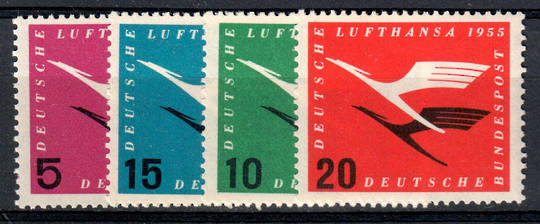 WEST GERMANY 1955 Re-establishment of the Lufthansa Airline. Set of 4. Very lightly hinged. - 76028 - LHM