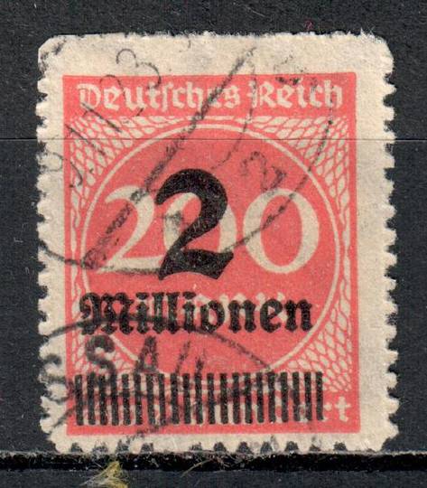 GERMANY 1923 Definitive Surcharged 2M on 200m Bright Rose. Zigzag Roulette. - 76086 - Used