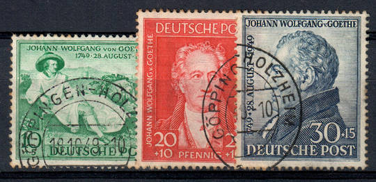 ALLIED OCCUPATION of GERMANY British and American Zones 1949 Bicentenary of the Birth of Goethe. Set of 3. - 76096 - FU